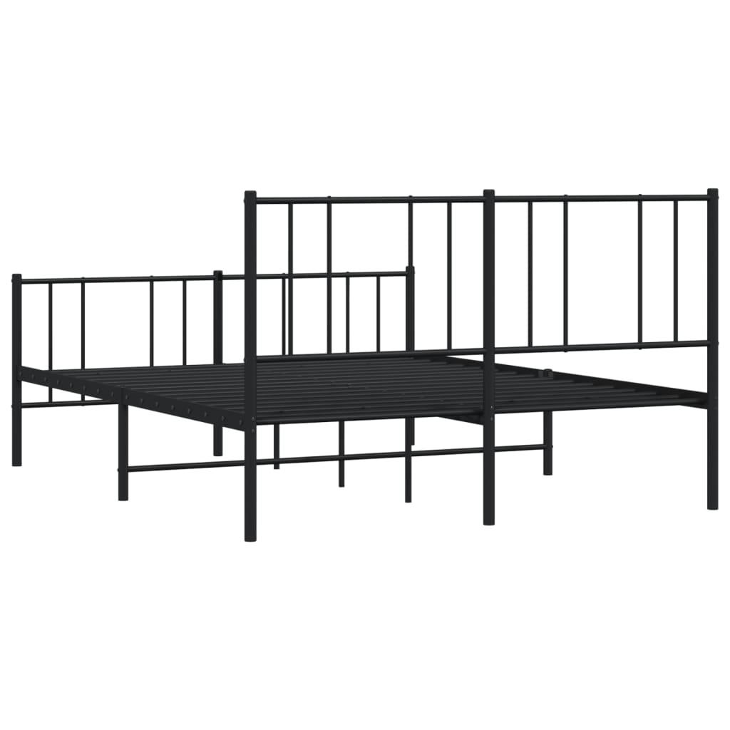 Bed frame with head and footboard metal black 140x200 cm