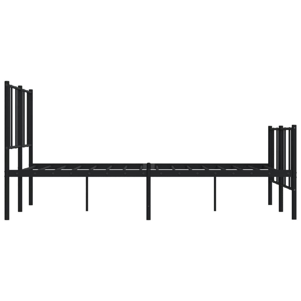 Bed frame with head and footboard metal black 150x200 cm