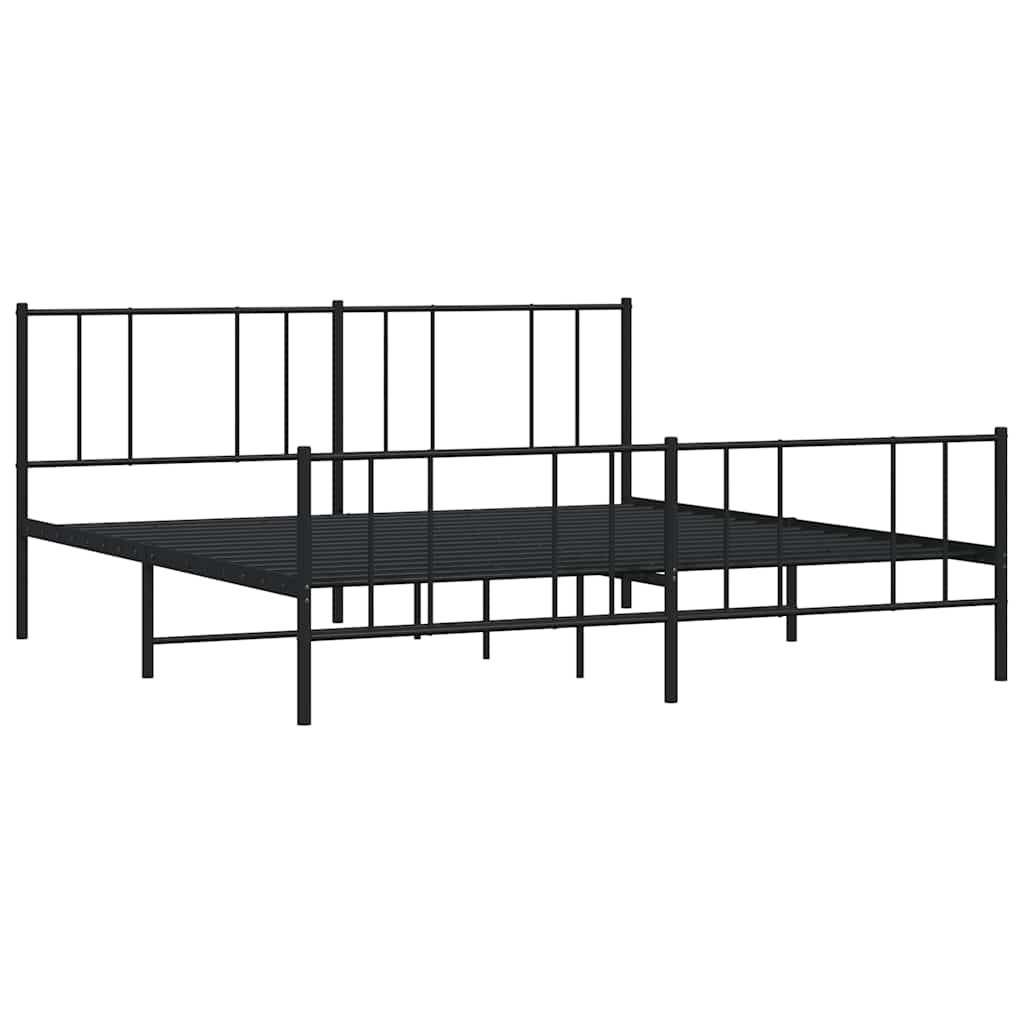 Bed frame with head and footboard metal black 183x213 cm