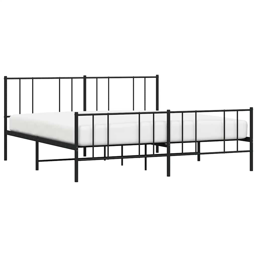 Bed frame with head and footboard metal black 183x213 cm