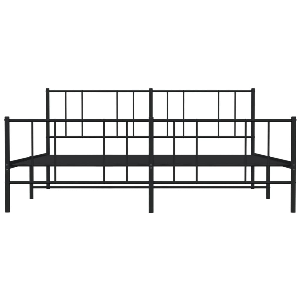 Bed frame with head and footboard metal black 183x213 cm