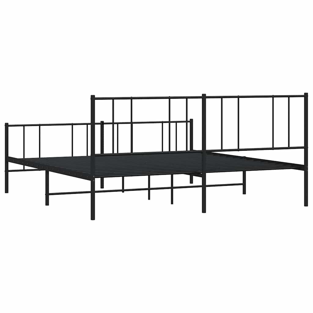 Bed frame with head and footboard metal black 183x213 cm
