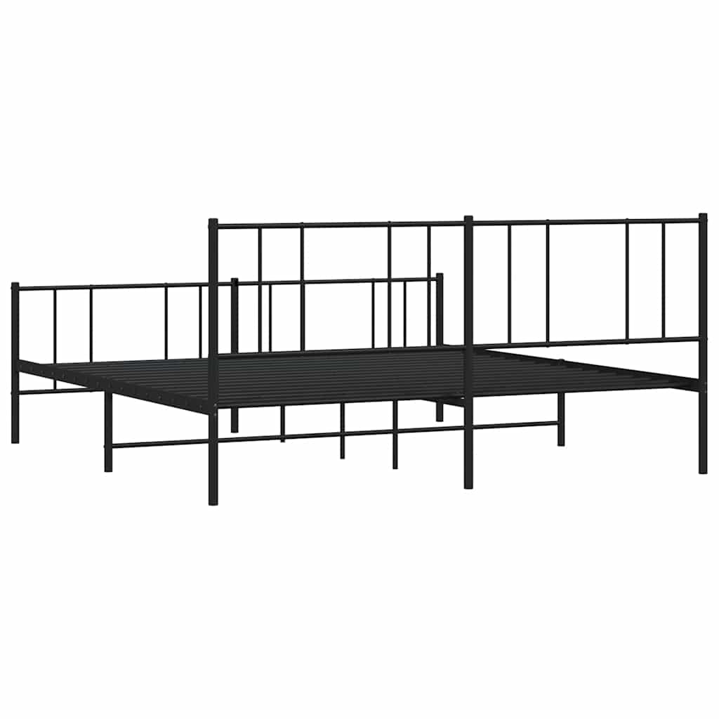 Bed frame with head and footboard metal black 183x213 cm