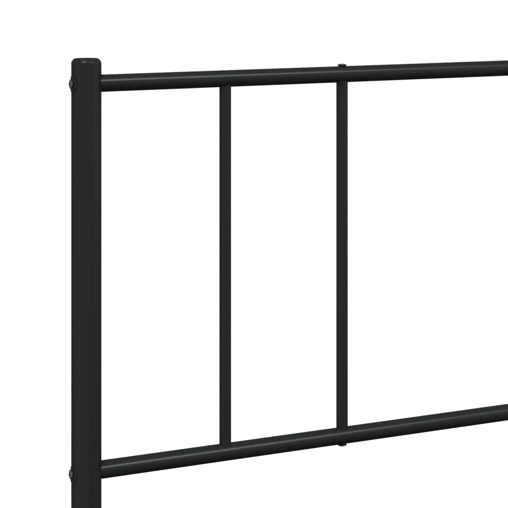 Bed frame with head and footboard metal black 200x200 cm