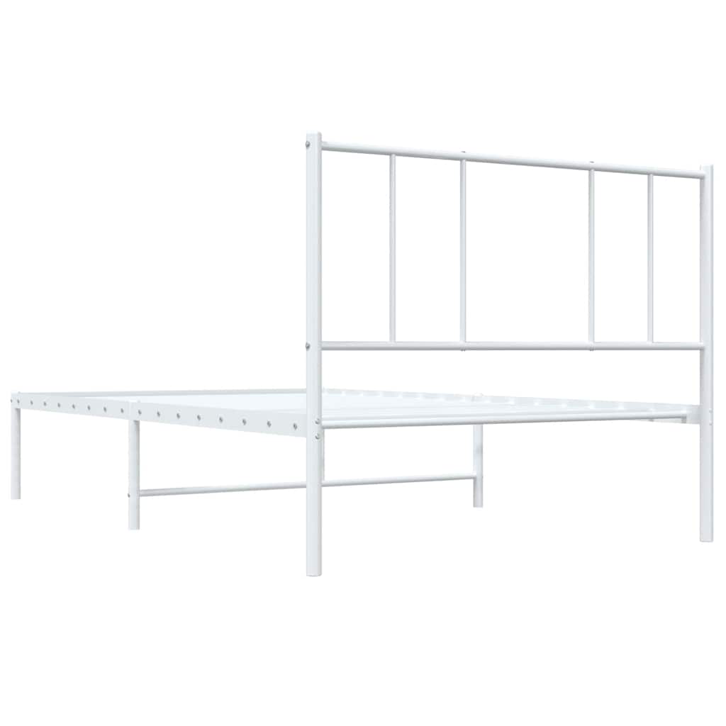 Metallbett ohne Matratze mit Kopfteil Weiß 75x190 cm