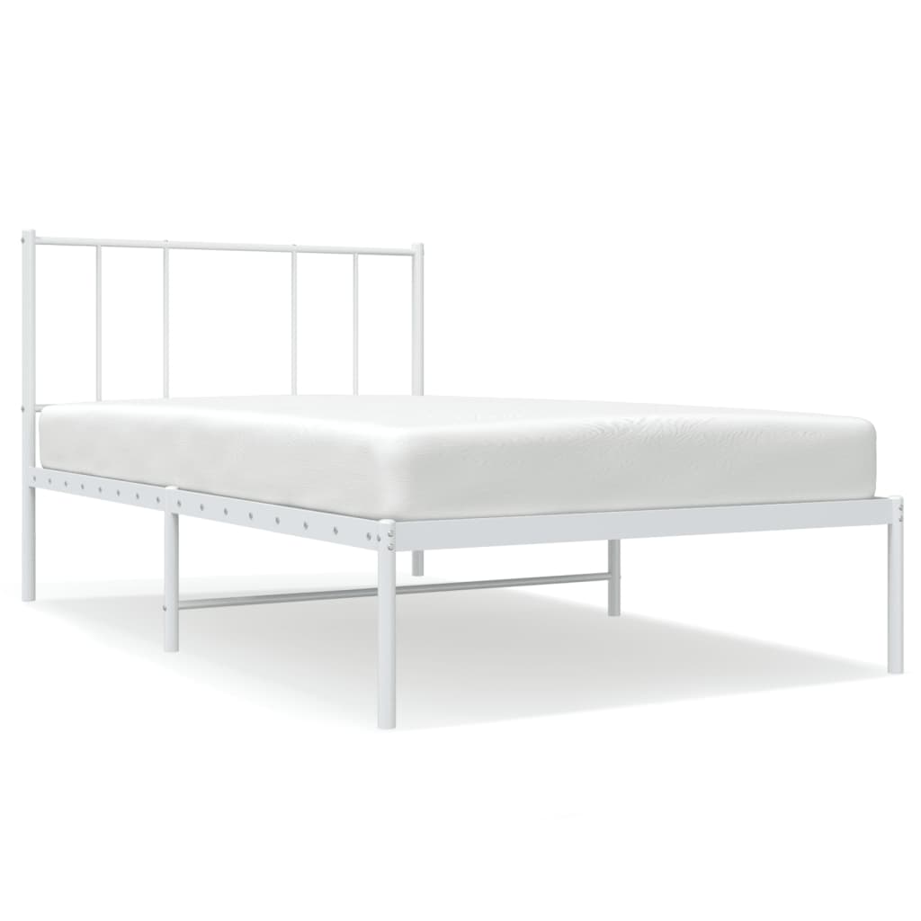 Bed frame with headboard metal white 100x200 cm