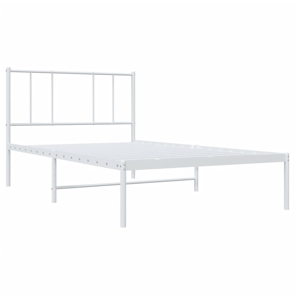 Bed frame with headboard metal white 100x200 cm