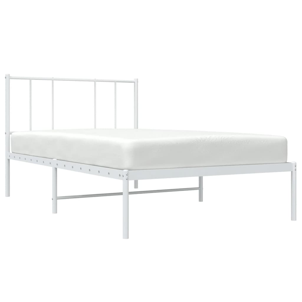 Bed frame with headboard metal white 100x200 cm
