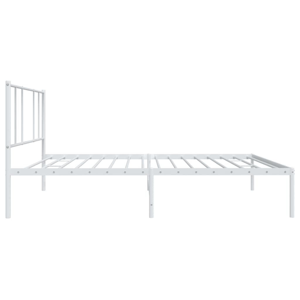 Bed frame with headboard metal white 100x200 cm
