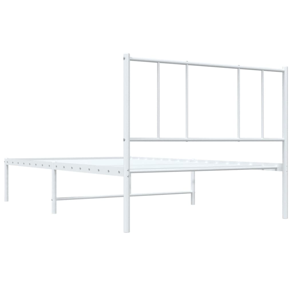 Bed frame with headboard metal white 100x200 cm