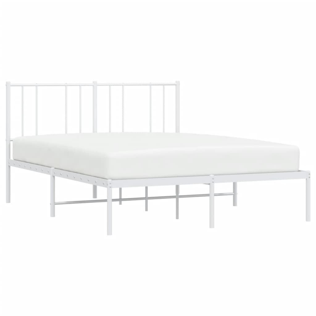 Bed frame with headboard metal white 120x190 cm