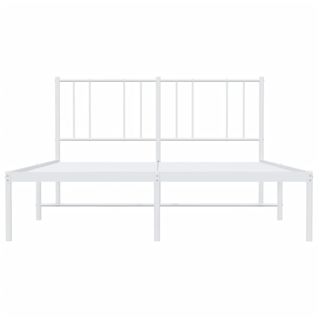 Bed frame with headboard metal white 120x190 cm