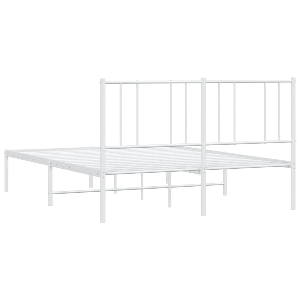 Bed frame with headboard metal white 120x190 cm