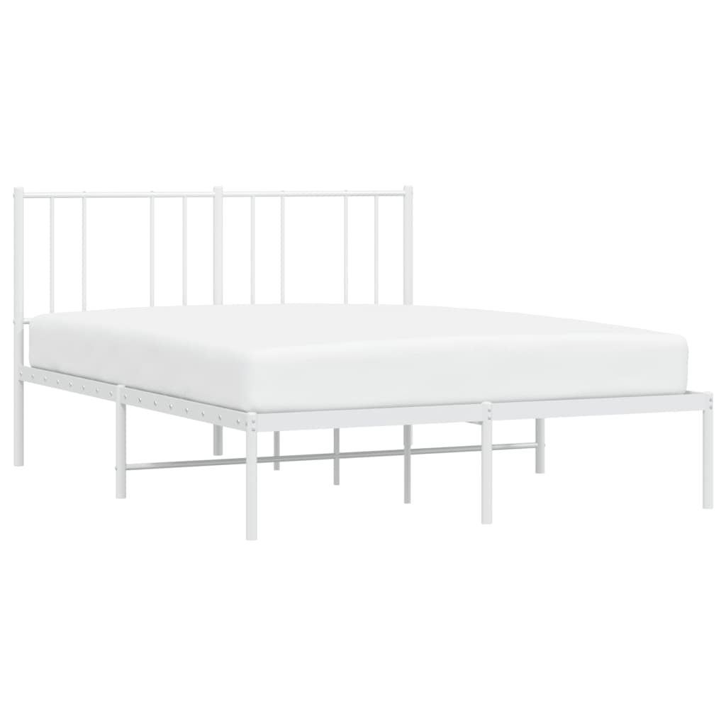 Bed frame with headboard metal white 120x200 cm