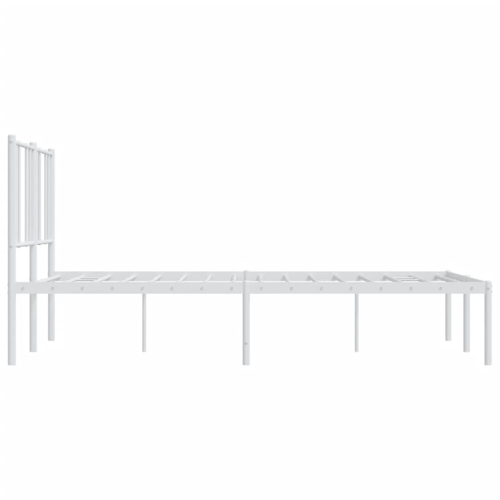 Bed frame with headboard metal white 120x200 cm