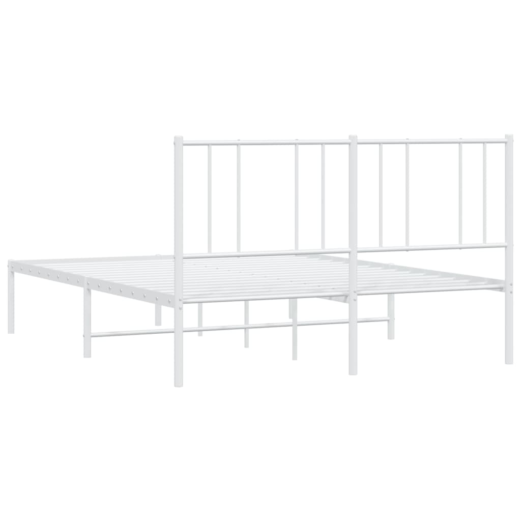 Bed frame with headboard metal white 120x200 cm