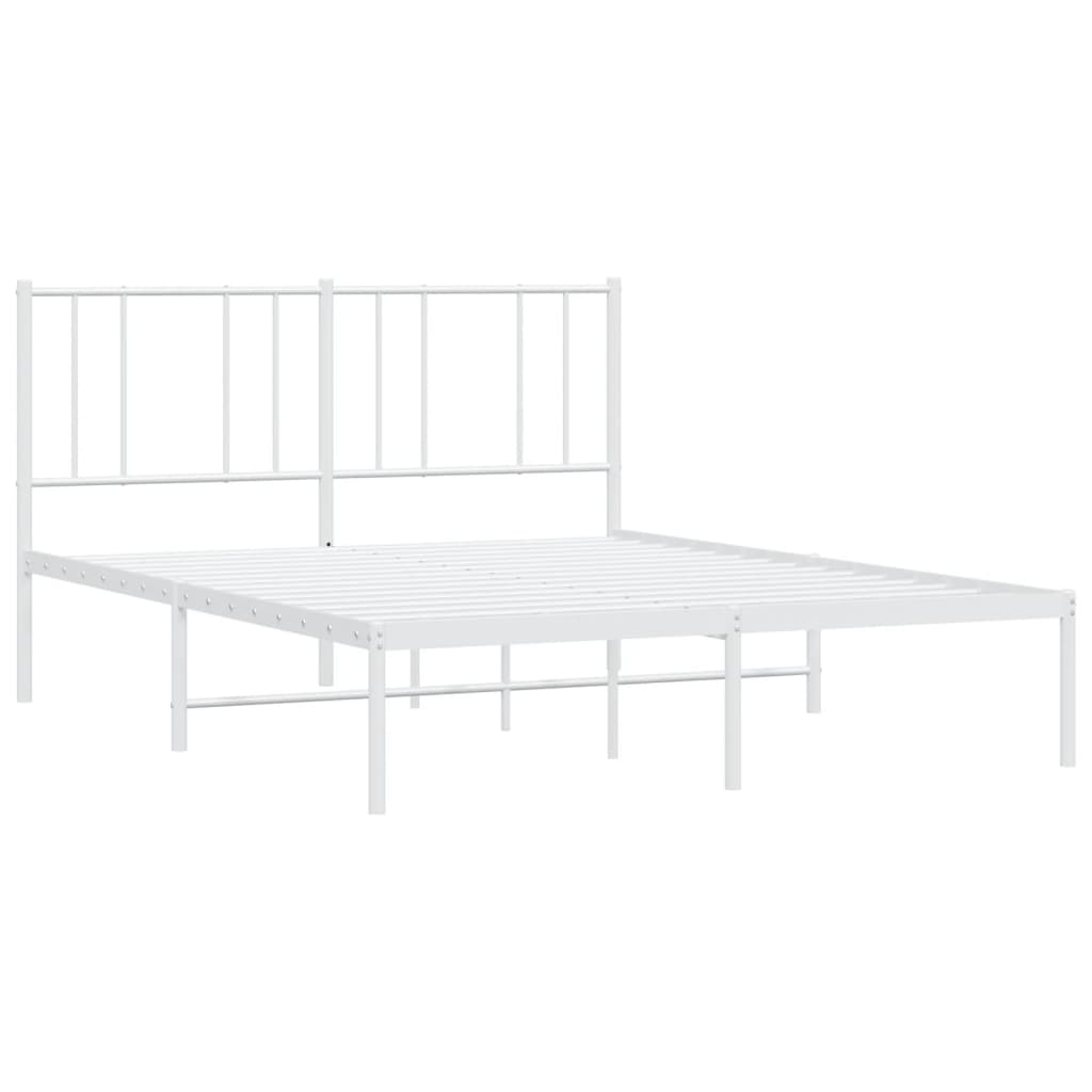Bed frame with headboard metal white 135x190 cm