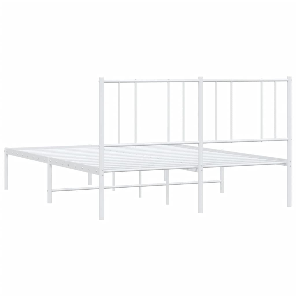 Bed frame with headboard metal white 135x190 cm