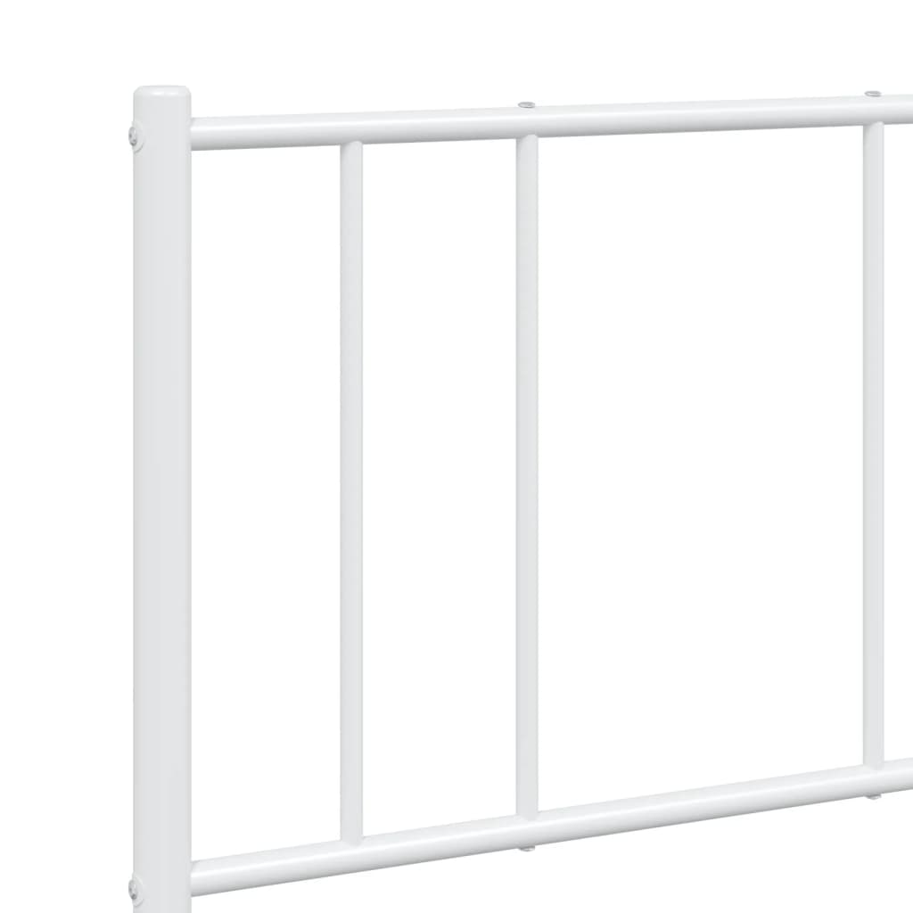 Bed frame with headboard metal white 135x190 cm