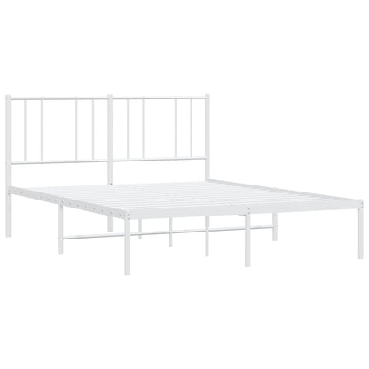 Bettgestell mit Kopfteil Metall Weiß 140x190 cm