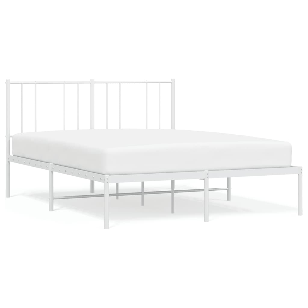 Bed frame with headboard metal white 140x200 cm