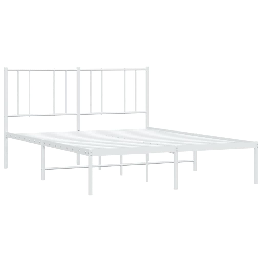 Bed frame with headboard metal white 140x200 cm