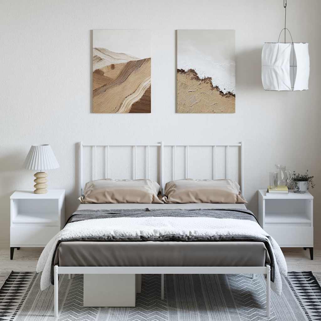 Cadre de lit avec tête de lit métal blanc 150x200 cm