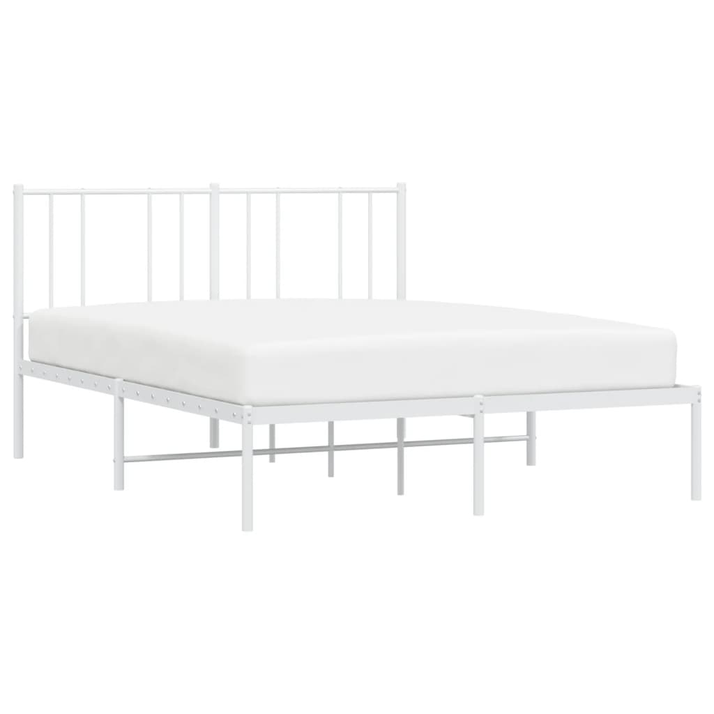 Bed frame with headboard metal white 160x200 cm