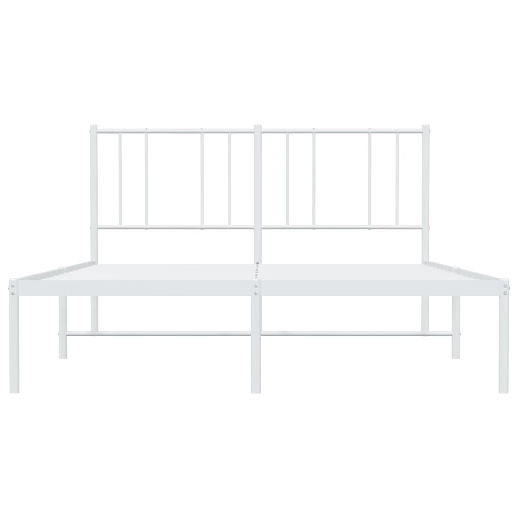 Bed frame with headboard metal white 160x200 cm
