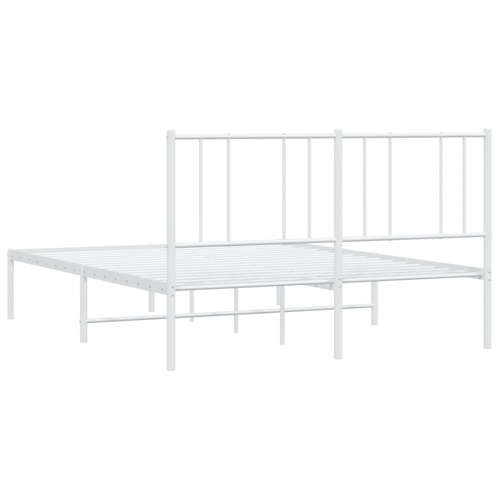 Bed frame with headboard metal white 160x200 cm