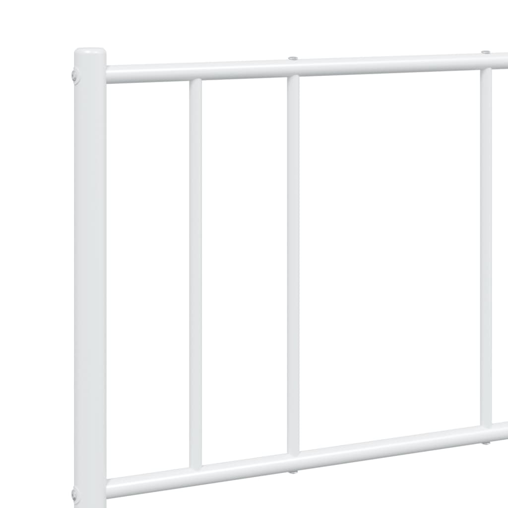 Bed frame with headboard metal white 160x200 cm