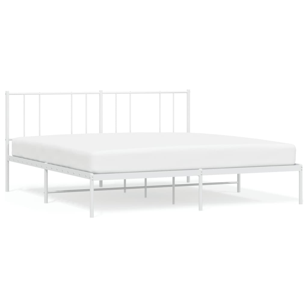 Bed frame with headboard metal white 180x200 cm