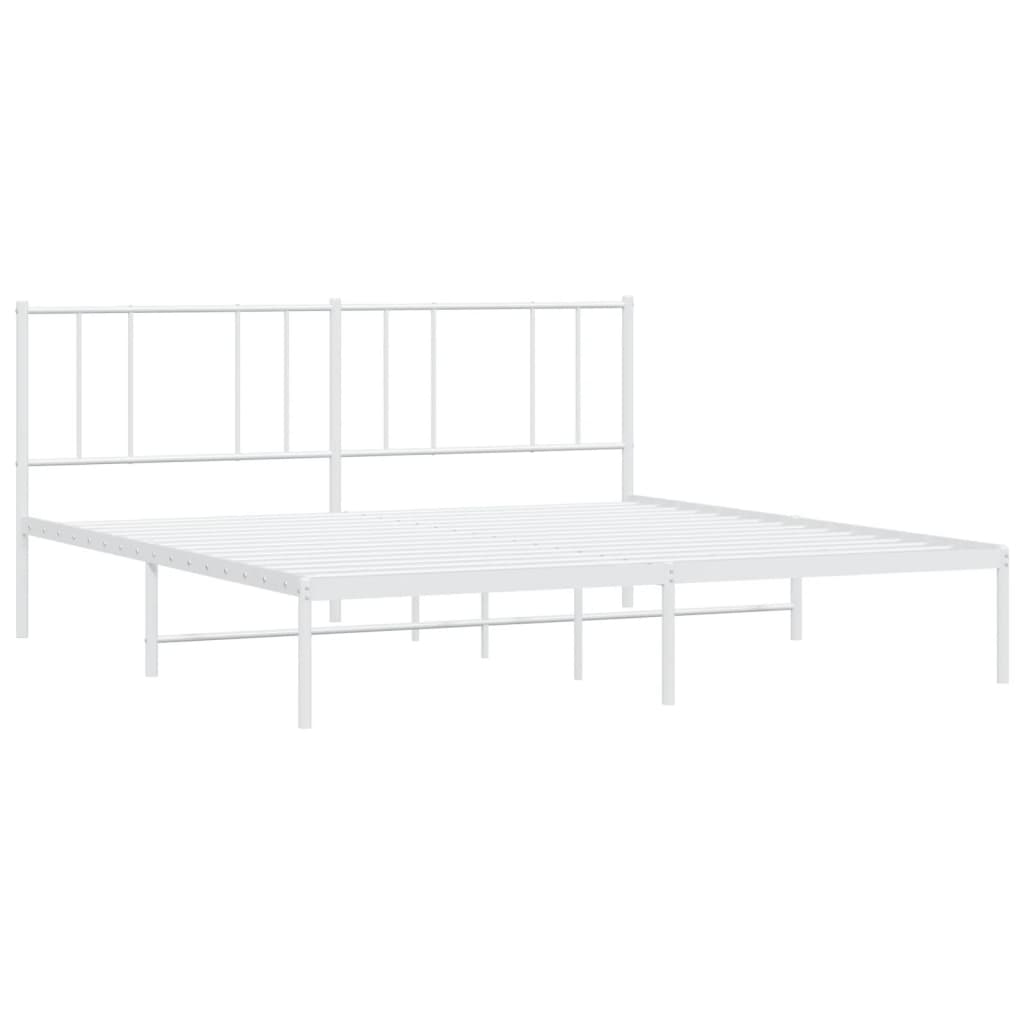 Bed frame with headboard metal white 180x200 cm