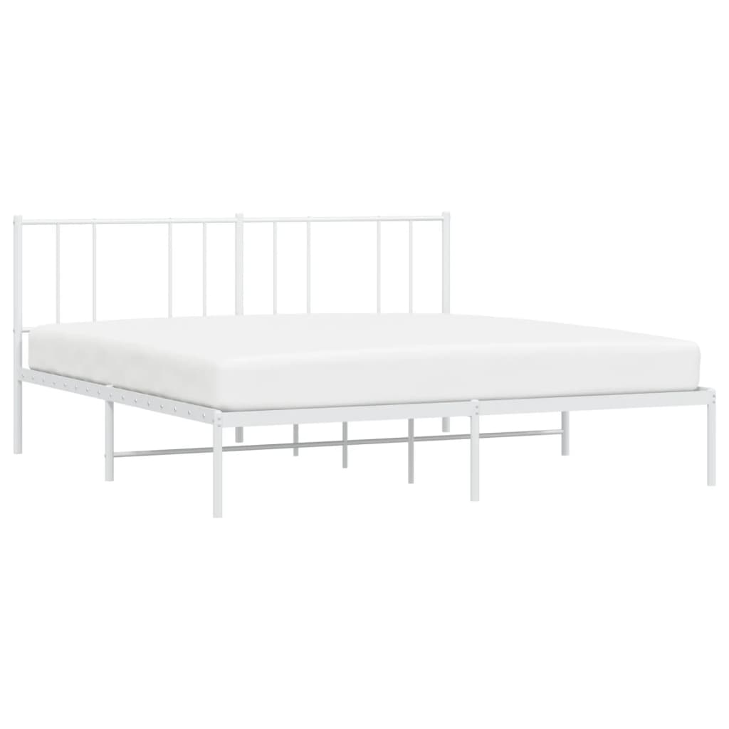 Bed frame with headboard metal white 180x200 cm