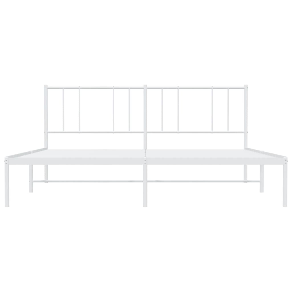 Bed frame with headboard metal white 180x200 cm