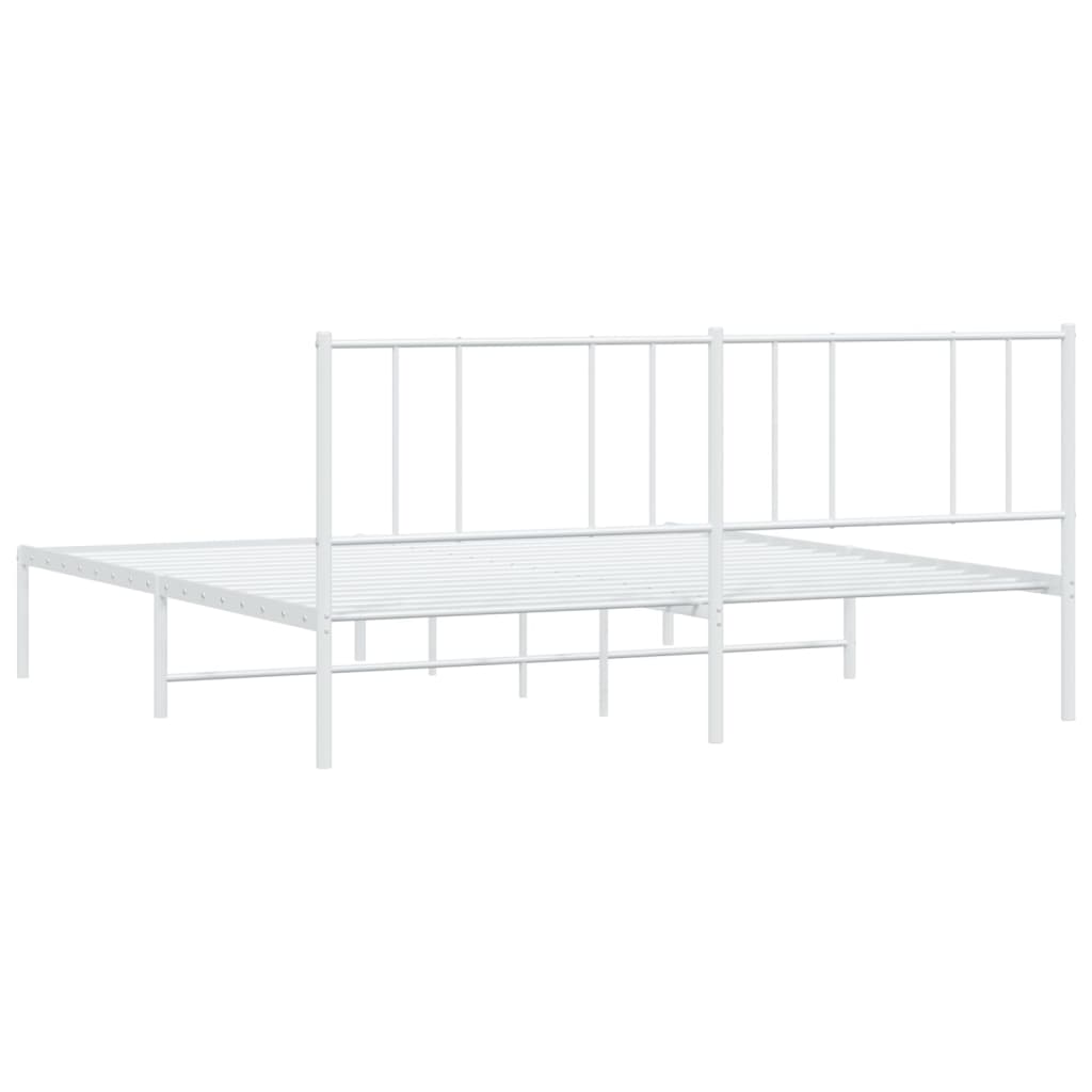 Bed frame with headboard metal white 180x200 cm