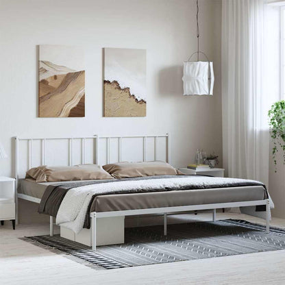 Bettgestell mit Kopfteil Metall Weiß 183x213 cm