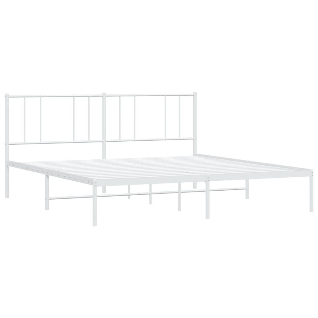 Bed frame with headboard metal white 193x203 cm