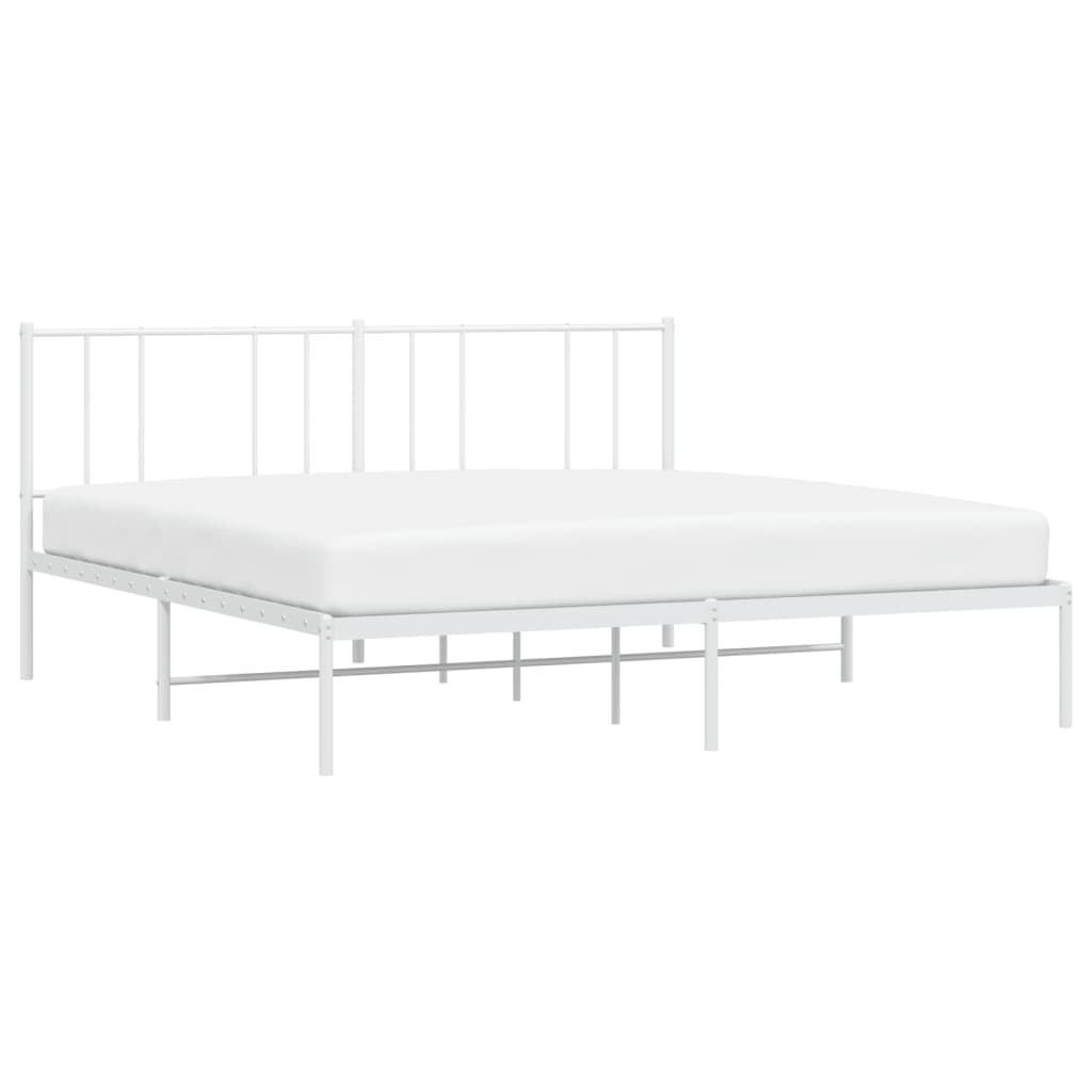 Bed frame with headboard metal white 193x203 cm