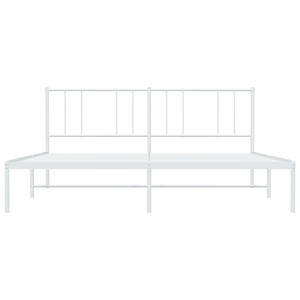 Bed frame with headboard metal white 193x203 cm