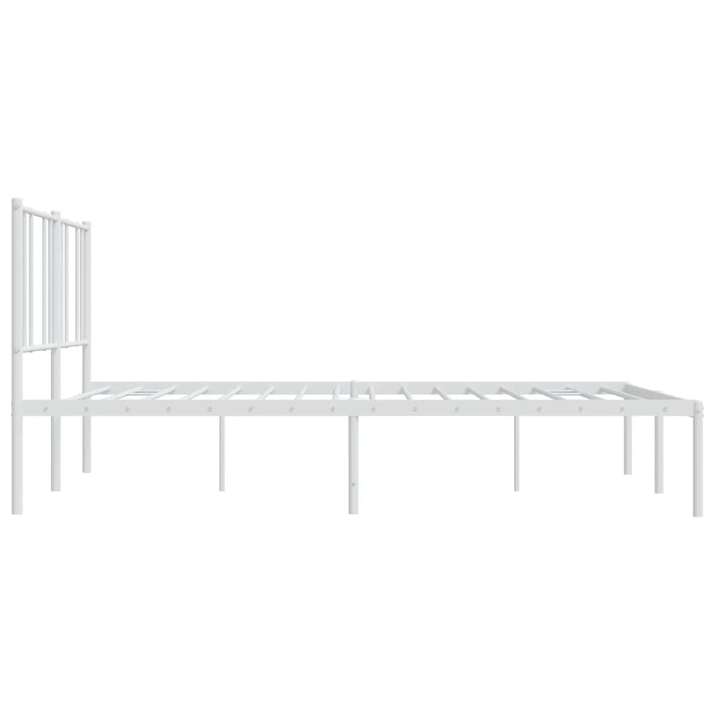 Bed frame with headboard metal white 193x203 cm
