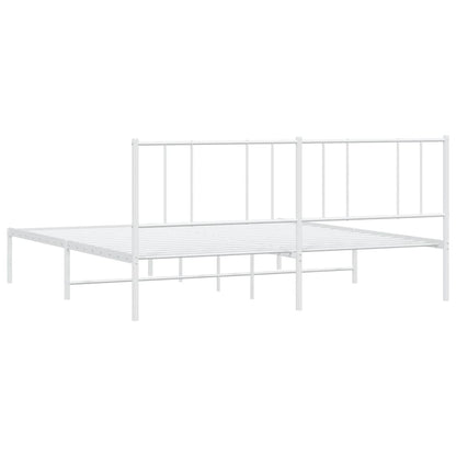 Bettgestell mit Kopfteil Metall Weiß 193x203 cm