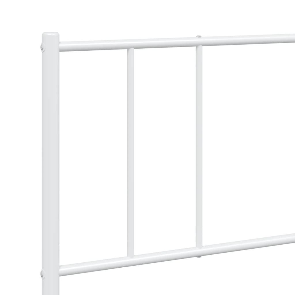 Bed frame with headboard metal white 193x203 cm