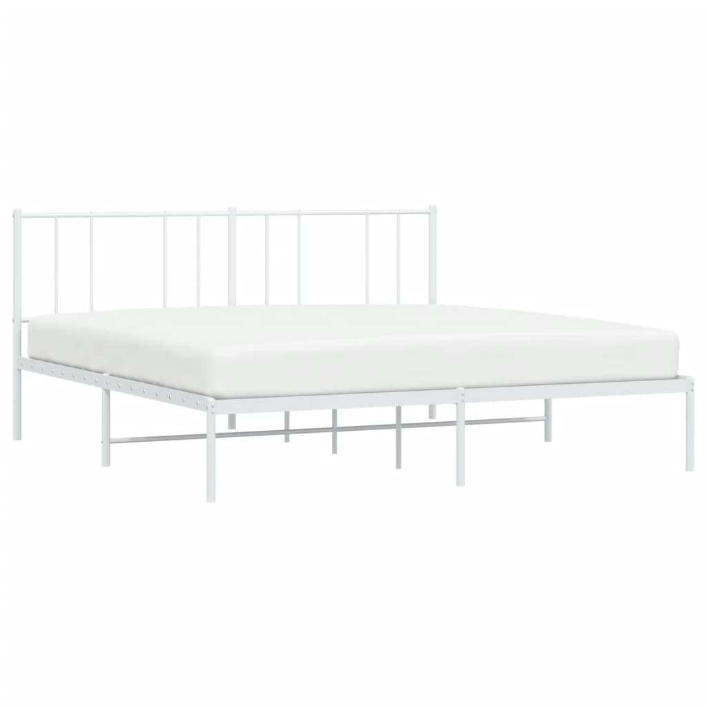Bed frame with headboard metal white 200x200 cm