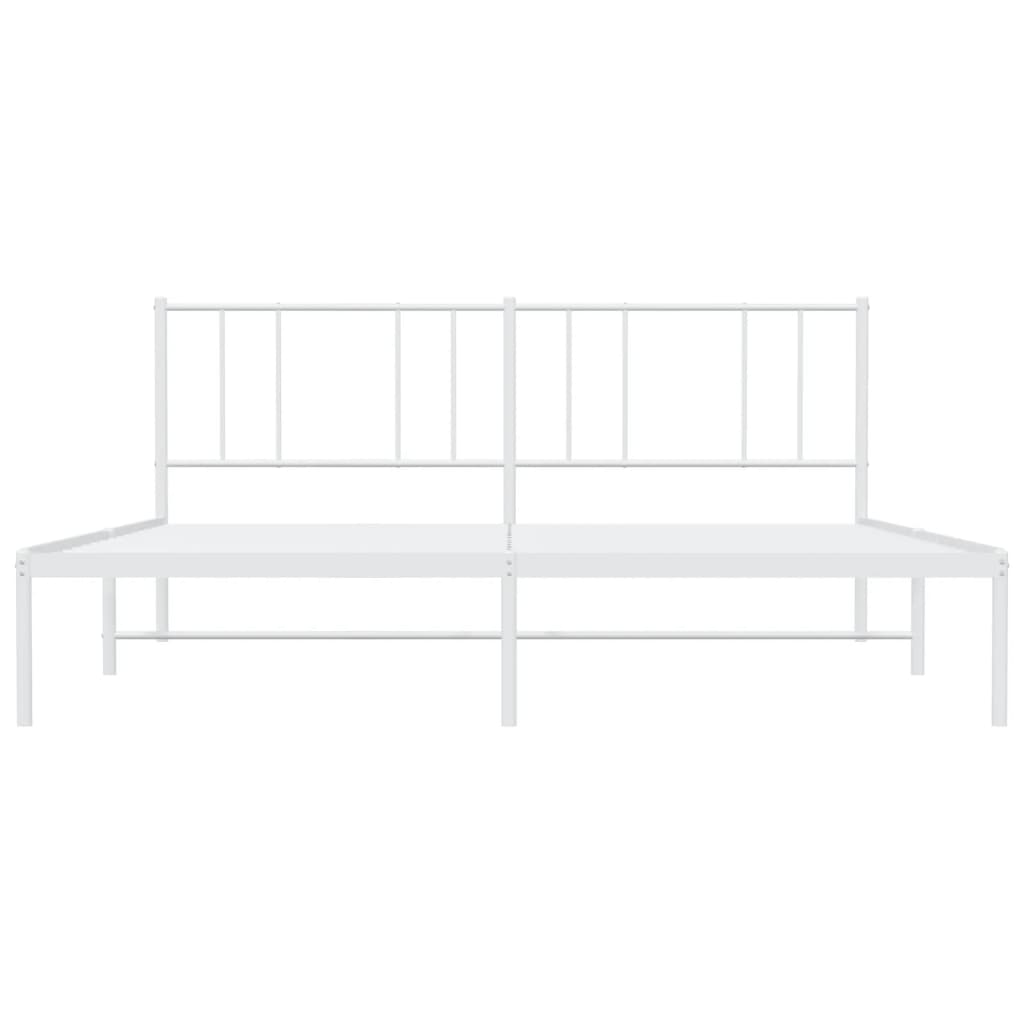 Bed frame with headboard metal white 200x200 cm