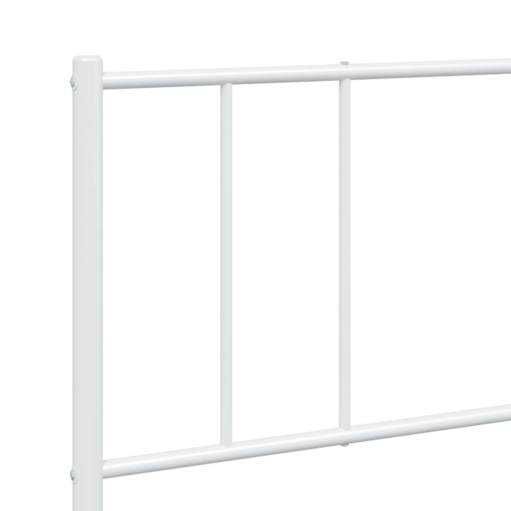 Bed frame with headboard metal white 200x200 cm