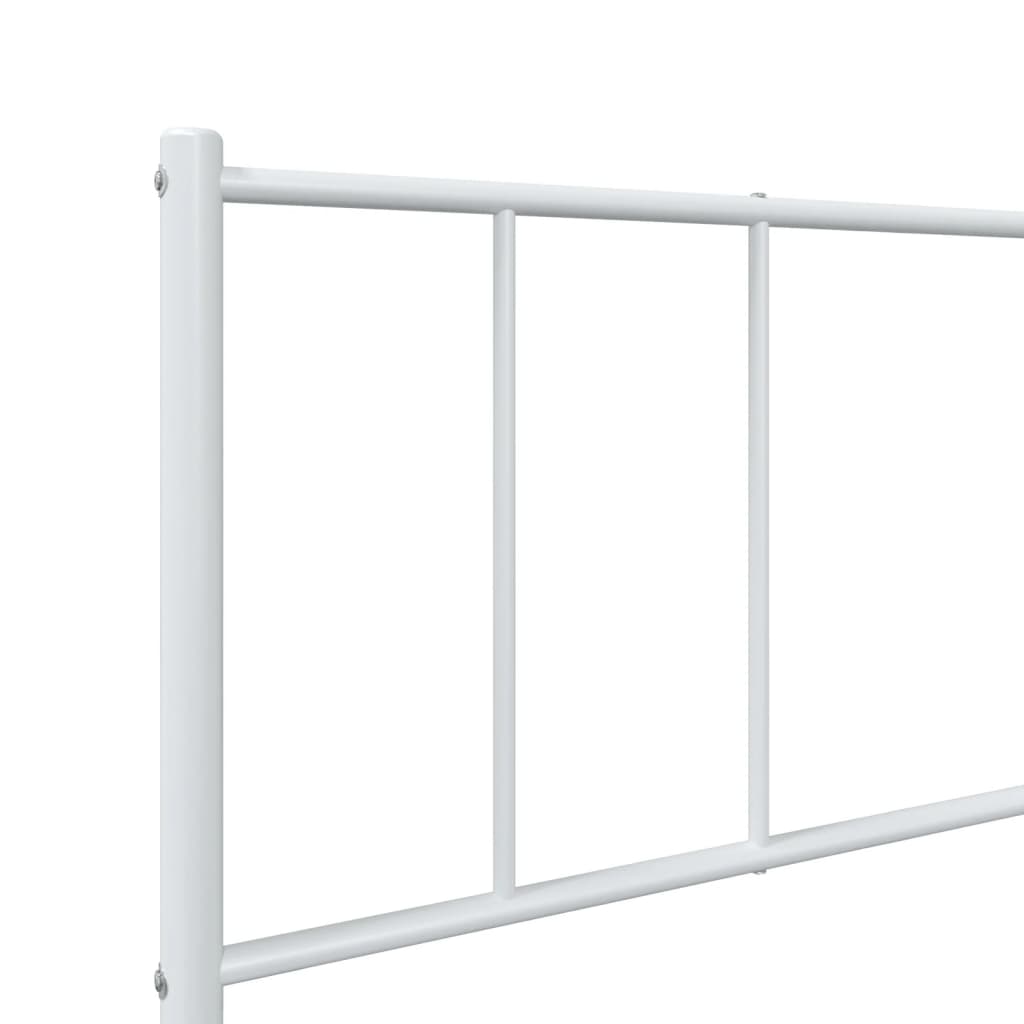 Bed frame with head and footboard metal white 75x190 cm