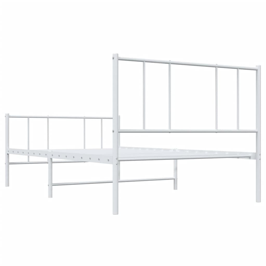 Bed frame with head and footboard metal white 80x200 cm