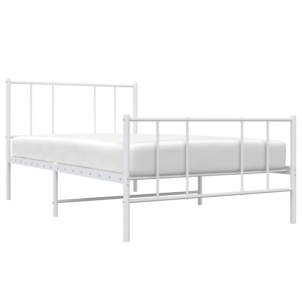 Bed frame with head and footboard metal white 90x190 cm