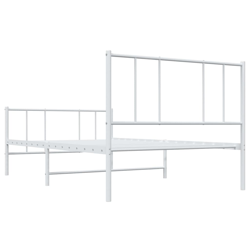 Bed frame with head and footboard metal white 90x190 cm